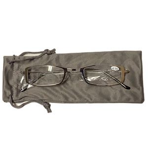 Reading Glasses +1.75 Silver 1 Piece with Cloth Case